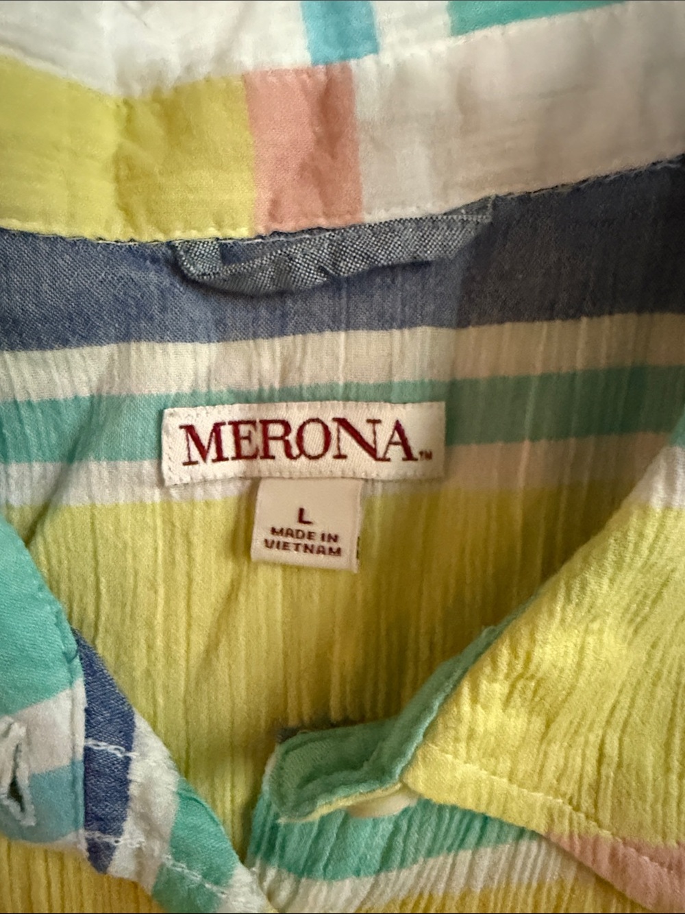 Merona Sleeveless Striped Button-Down Top - Pastel Yellow, Blue, Green - Picture 2 of 4
